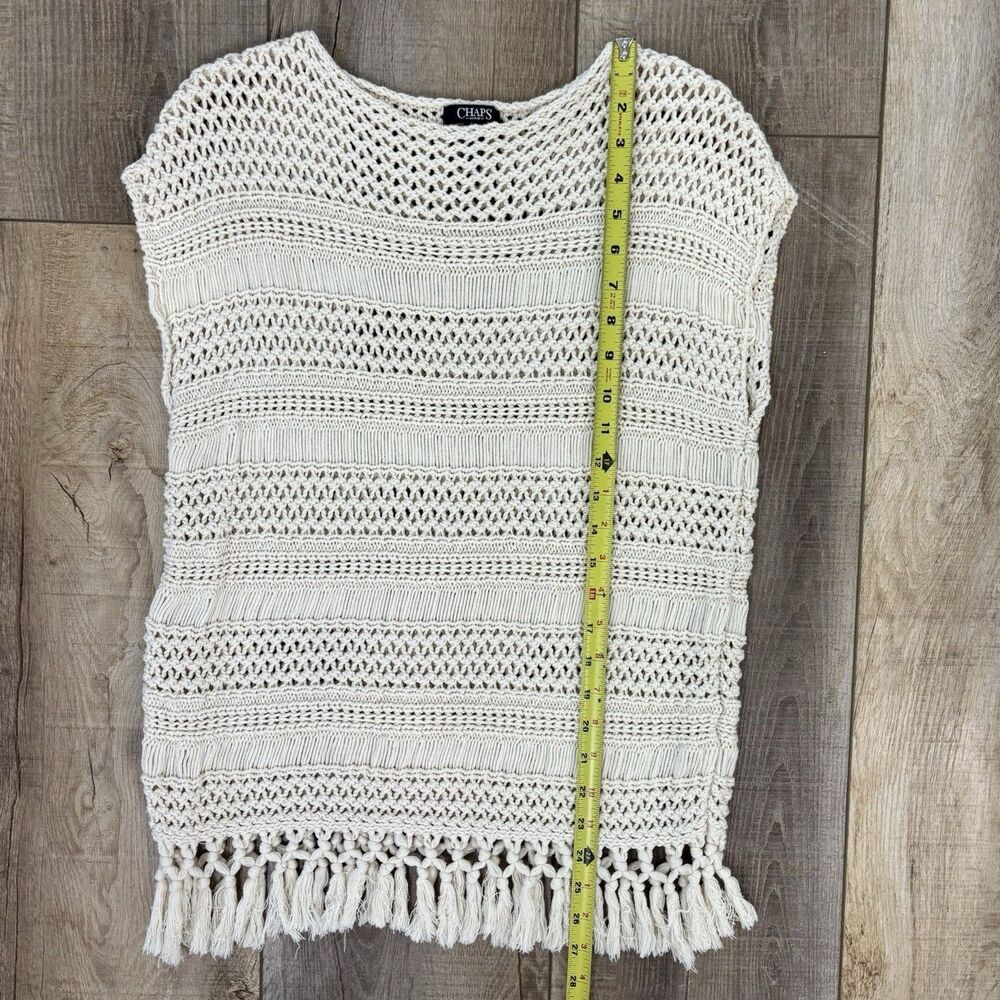 Womens Open Crochet Bohemian Cotton Top Size S Ivory Hippie Festival Gypsy Rodeo - Picture 10 of 12